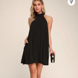 Lulu’s Black Halter Dress - Short Cocktail Length - Sleeveless open back